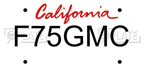 F75GMC California License Plate