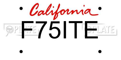 F75ITE California License Plate