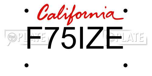 F75IZE California License Plate