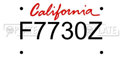F7730Z California License Plate