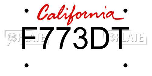 F773DT California License Plate