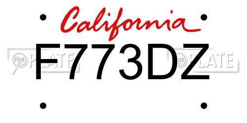 F773DZ California License Plate