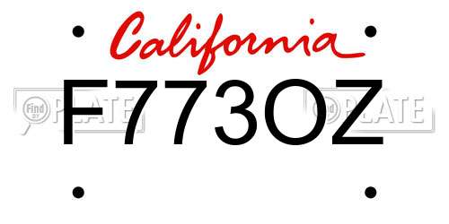 F773OZ California License Plate