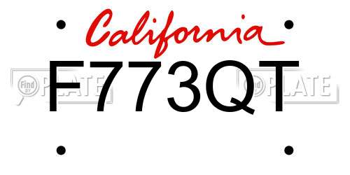 F773QT California License Plate