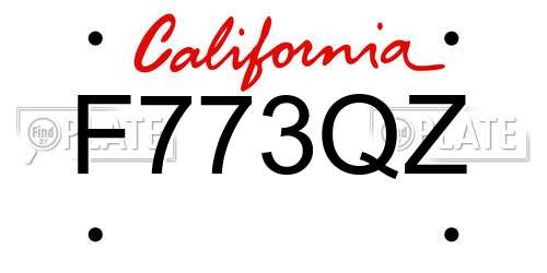 F773QZ California License Plate