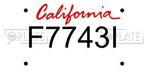 F7743I California License Plate