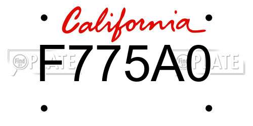 F775A0 California License Plate