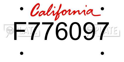F776097 California License Plate