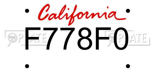 F778F0 California License Plate