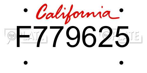 F779625 California License Plate