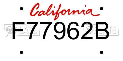 F77962B California License Plate