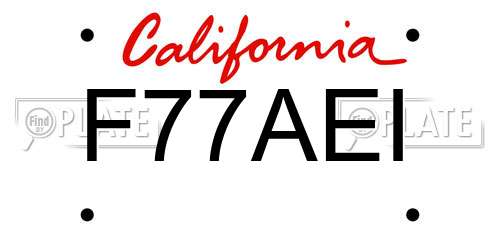 F77AEI California License Plate