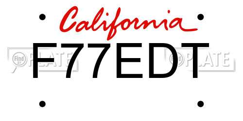 F77EDT California License Plate