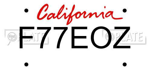 F77EOZ California License Plate