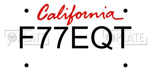 F77EQT California License Plate