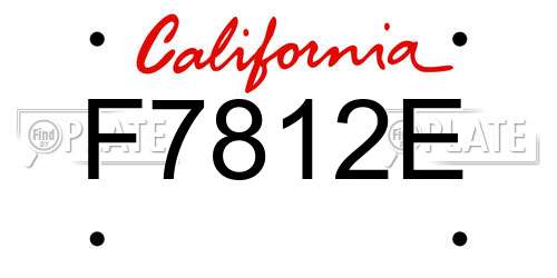 F7812E California License Plate