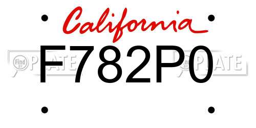 F782P0 California License Plate
