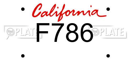 F786 California License Plate