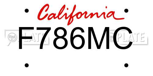 F786MC California License Plate