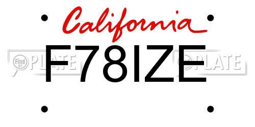 F78IZE California License Plate