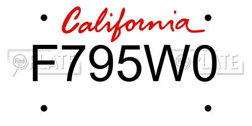 F795W0 California License Plate