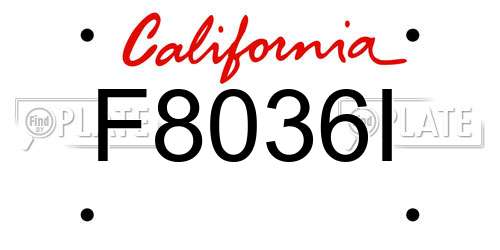 F8036I California License Plate