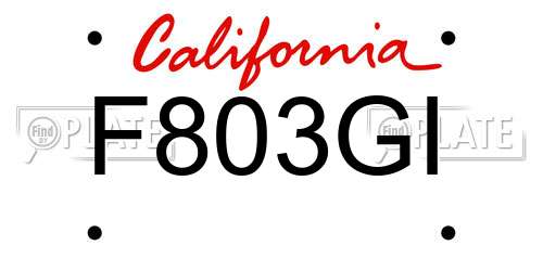 F803GI California License Plate
