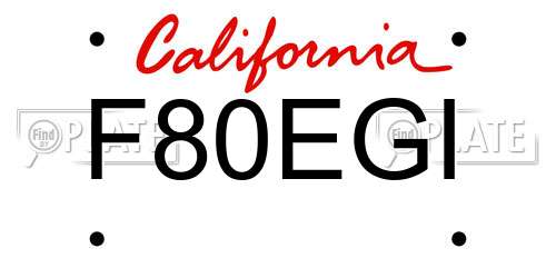 F80EGI California License Plate