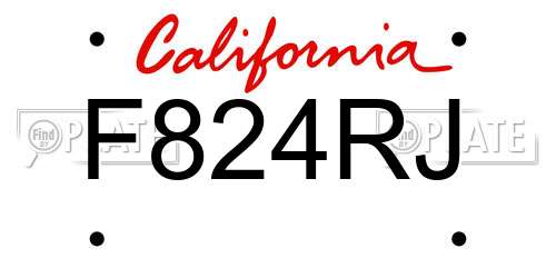 F824RJ California License Plate