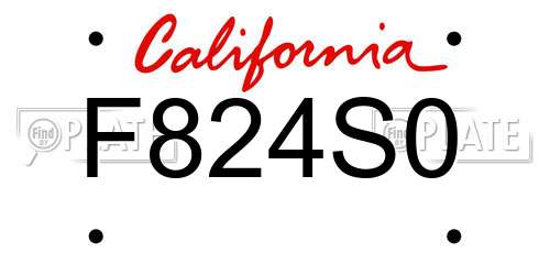 F824S0 California License Plate