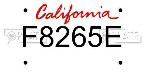 F8265E California License Plate