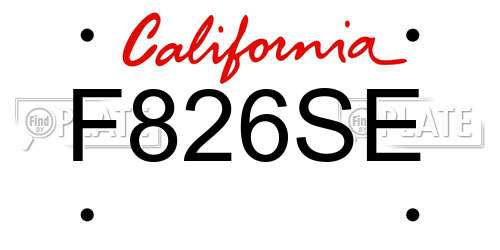 F826SE California License Plate