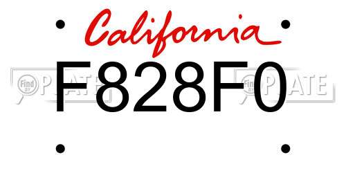 F828F0 California License Plate