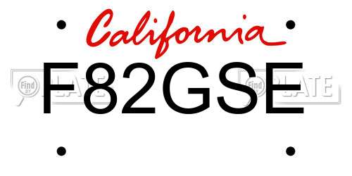 F82GSE California License Plate