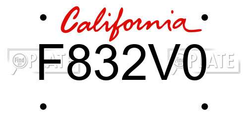 F832V0 California License Plate