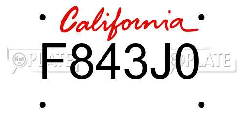 F843J0 California License Plate