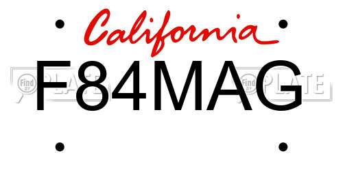 F84MAG California License Plate