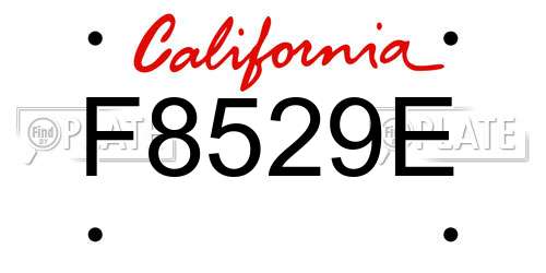 F8529E California License Plate