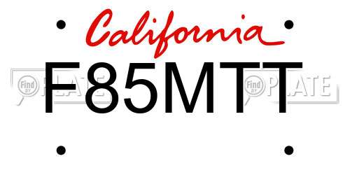 F85MTT California License Plate
