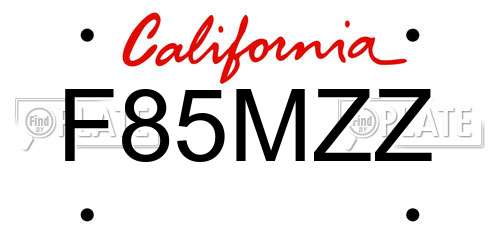 F85MZZ California License Plate
