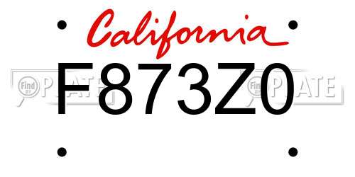 F873Z0 California License Plate