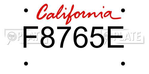 F8765E California License Plate