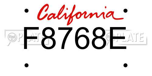F8768E California License Plate
