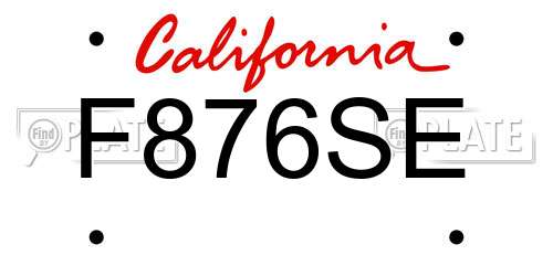 F876SE California License Plate