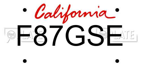 F87GSE California License Plate