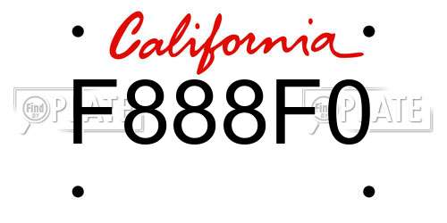 F888F0 California License Plate