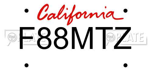 F88MTZ California License Plate