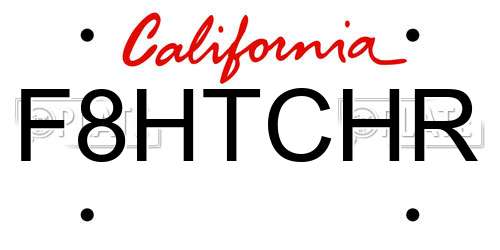 F8HTCHR California License Plate