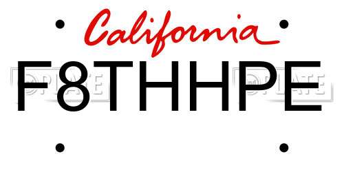 F8THHPE California License Plate