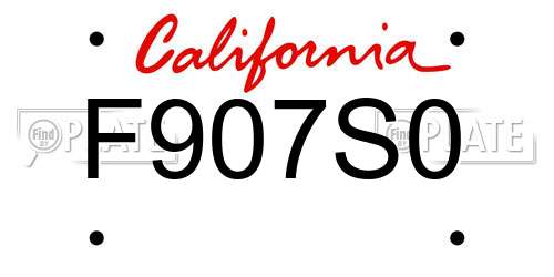 F907S0 California License Plate